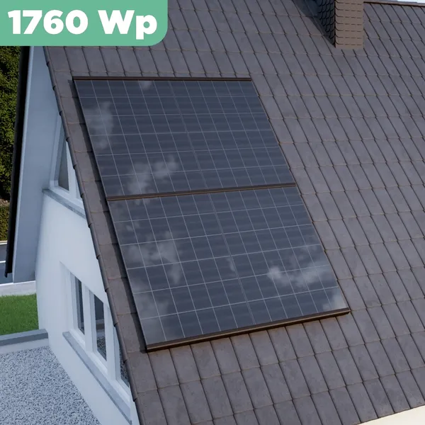 Balkonkraftwerk Ziegeldach 1760 Wp APsystems EZ1-M 800 W / Trina Solar / 440 Wp (Glas-Glas + Bifazial) / Premium Halterung / zwei Reihen hochkant / 4 Module