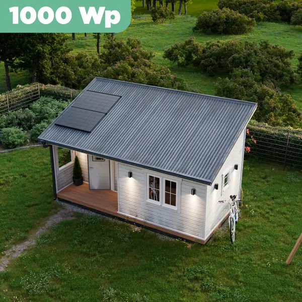 Balkonkraftwerk Trapezblech 1000 Wp APsystems EZ1-M 800 W / Trina Solar / 500 Wp (Glas-Glas Full Black) / Premium Halterung / zwei Reihen quer / 2 Module