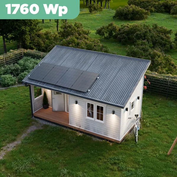 Balkonkraftwerk Trapezblech 1760 Wp APsystems EZ1-M 800 W / Trina Solar / 440 Wp (Glas-Glas + Bifazial) / Standard Halterung / eine Reihe hochkant / 4 Module