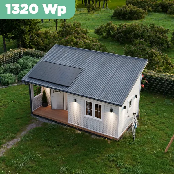 Balkonkraftwerk Trapezblech 1320 Wp APsystems EZ1-M 800 W / Trina Solar / 440 Wp (Glas-Glas + Bifazial) / Premium Halterung / eine Reihe hochkant / 3 Module