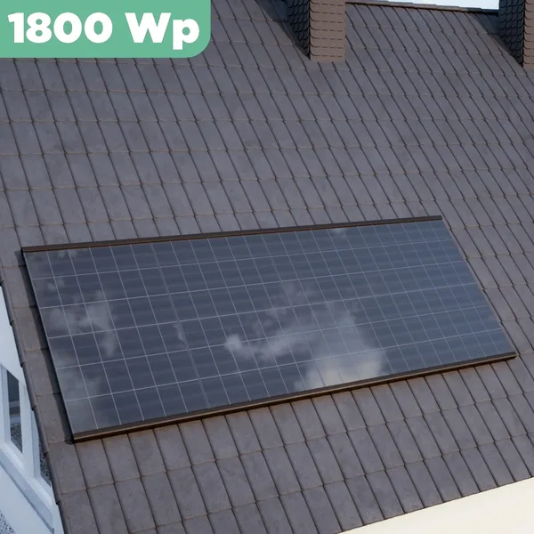 Balkonkraftwerk Ziegeldach 1800 Wp APsystems EZ1-M 800 W / Trina Solar / 450 Wp (Glas-Glas Full Black) / Premium Halterung / eine Reihe hochkant / 4 Module