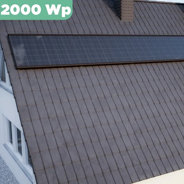 Balkonkraftwerk Ziegeldach 2000 Wp APsystems EZ1-M 800 W / Trina Solar / 500 Wp (Glas-Glas Full Black) / Premium Halterung / eine Reihe quer / 4 Module