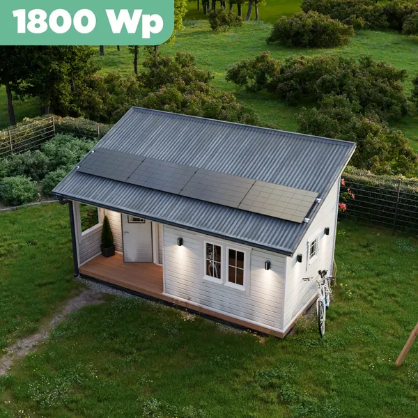 Balkonkraftwerk Trapezblech 1800 Wp APsystems EZ1-M 800 W / Trina Solar / 450 Wp (Glas-Glas Full Black) / Standard Halterung / eine Reihe quer / 4 Module