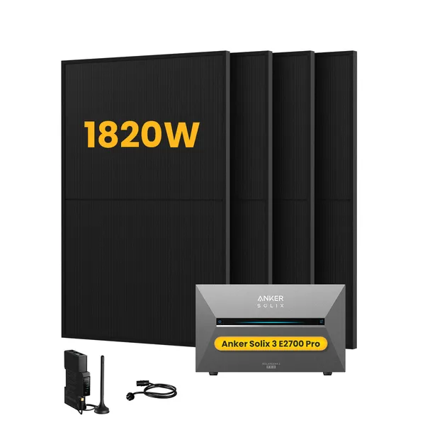 Anker SOLIX Solarbank 3 E2700 Pro, mit 4 x 455 Bifaziale Solarmodule, by Powerness