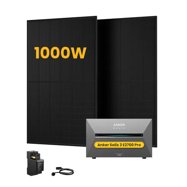 Anker SOLIX Solarbank 3 E2700 Pro, mit 2 x 500W Bifaziale Solarmodule, by Powerness