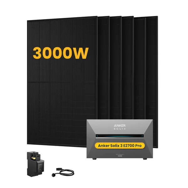 Anker SOLIX Solarbank 3 E2700 Pro, mit 6 x 500 Bifaziale Solarmodule, by Powerness