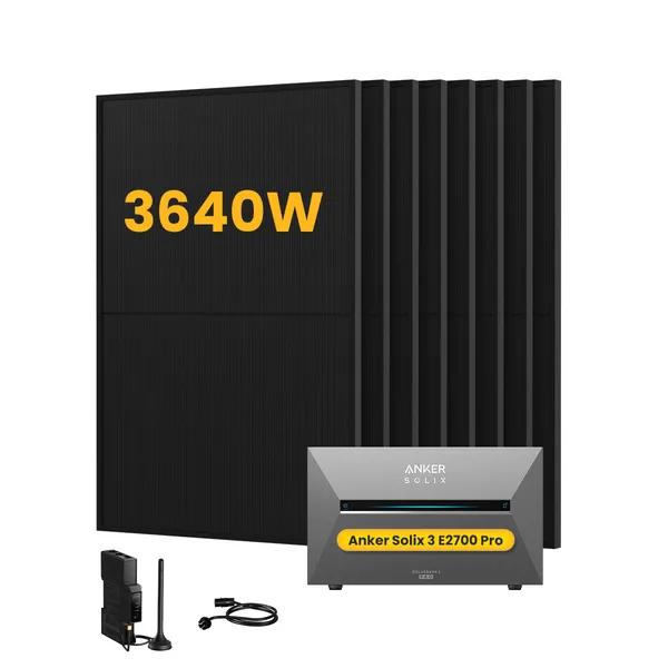 Anker SOLIX Solarbank 3 E2700 Pro Solaranlage, mit 8 x 455W Bifazialen Solarmodulen, by Powerness