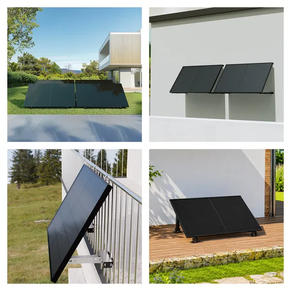 Halterung für 8 Solarmodule – Wählbar: Balkonhaken, Flachdach, Wand oder Garten