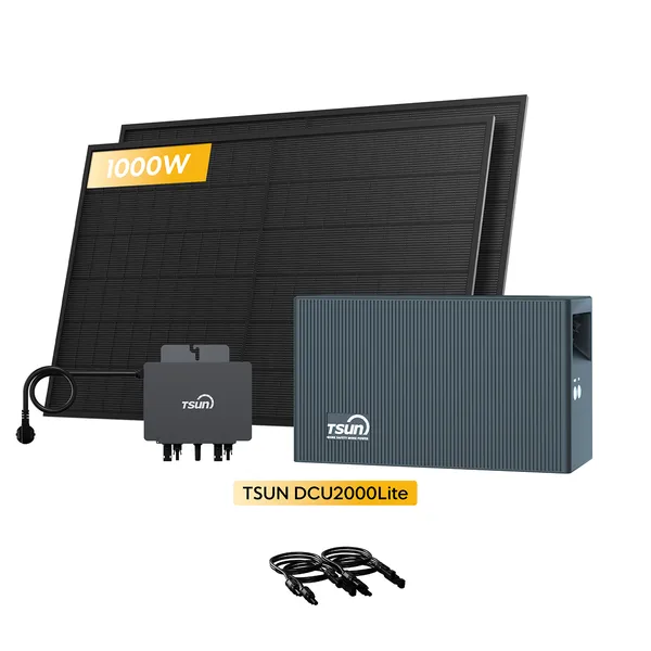 TSUN DCU2000Lite Solarspeicher für Balkonkraftwerke, mit 2 x 500W Bifaziale Solarmodule & 800W Mikro‑Wechselrichter, by Powerness