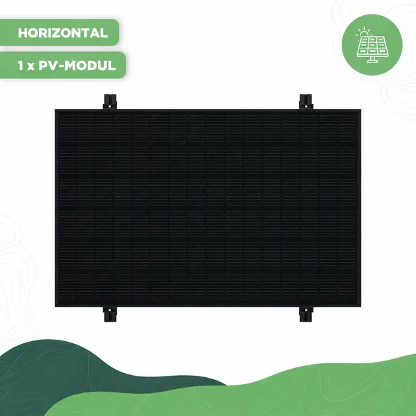 Balkonkraftwerk Wand-Halterung EvoWall BLACK Unterkonstruktion Set für 1 x PV-Modul horizontal