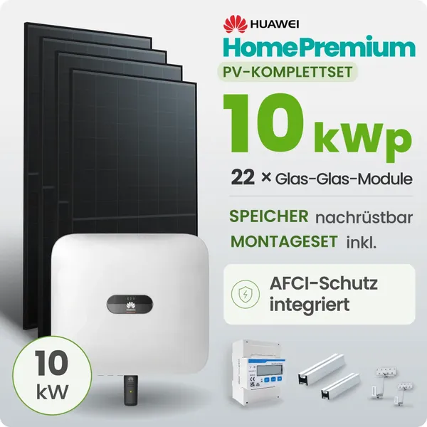 10kWp Huawei PV-Anlage 22x Trina 465Wp Black Frame Schrägdachmontage