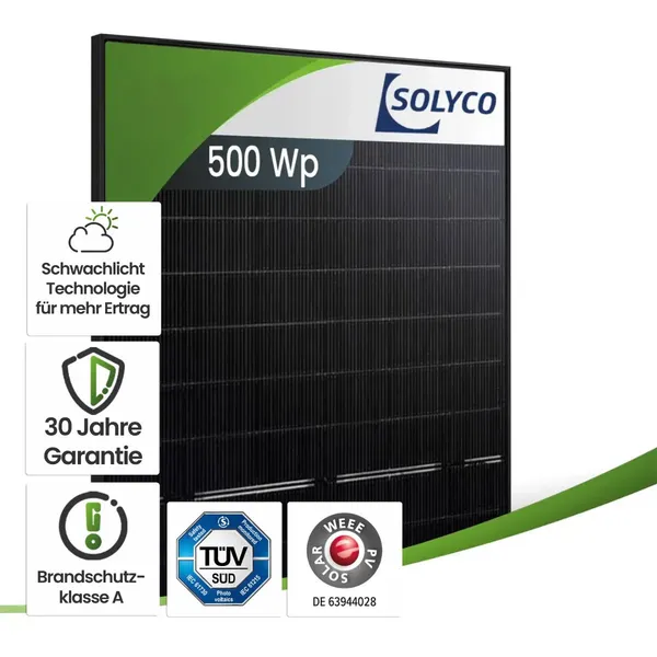 Solyco 500Wp R-BG 108h.5 Bifazial Heterojunction Fullblack