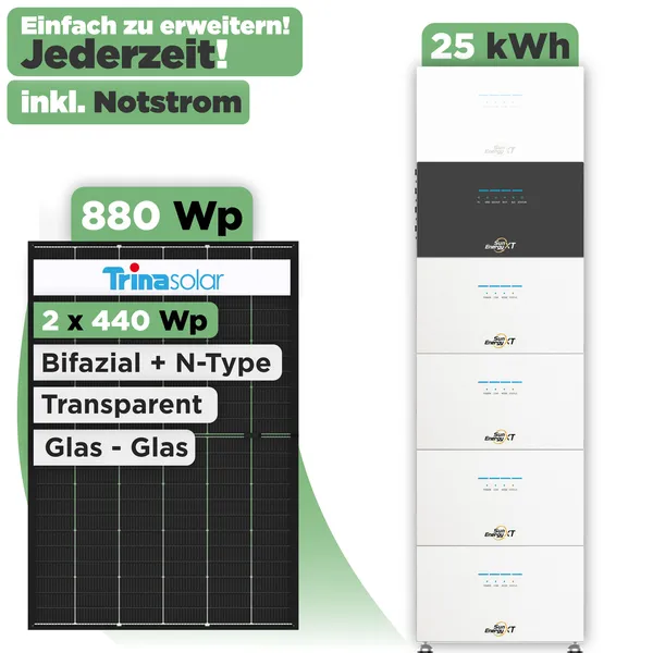 SunEnergyXT 500 Modulset 880 Wp SunEnergyXT 500 (800 W) / 25 kWh / Trina 440 Wp / 2 Module