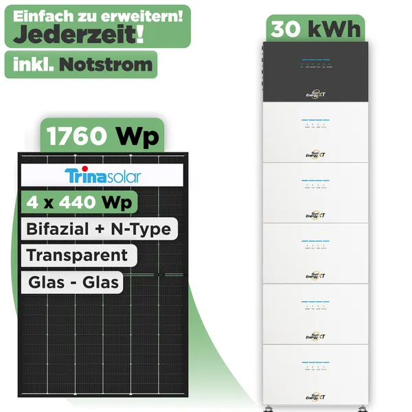 SunEnergyXT 500 Modulset 1760 Wp SunEnergyXT 500 (800 W) / 30 kWh / Trina 440 Wp / 4 Module