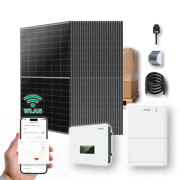 10kW Hybrid Solaranlage mit 10,24 kWh Speicher | 24x 445W+ Marken-Solarmodule + Sofar Hybrid-Wechselrichter