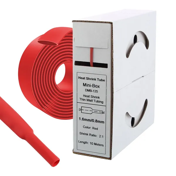 10 m Schrumpfschlauch 1,6 mm auf 0,8 mm Rot 2:1 - Offgridtec Kabelisolierung
