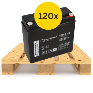 120x Q-Batteries 12LCP-23 12V 23Ah AGM Deep-Cycle Akku M5